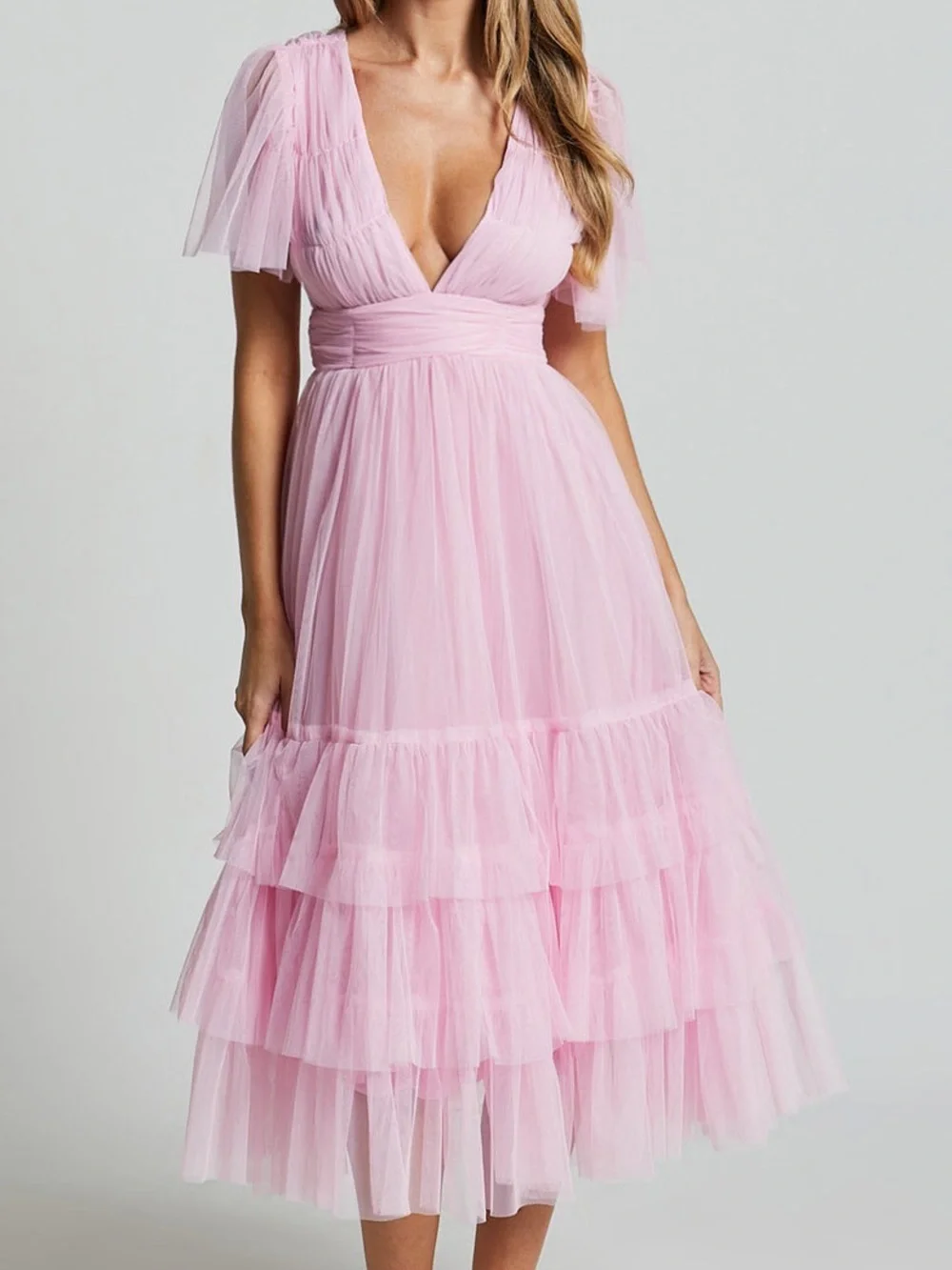 NWT REVOLVE Australia SHOWPO Jiraye pink tulle fit flare midi dress US 12 - Picture 11 of 11